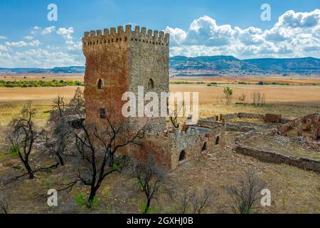 Gorgoji Turm gehört zu seiner Konstruktion im zwölften Jahrhundert, Alcaraz Albacete Spanien Stockfoto