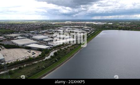 King George's Reservoir Sewardstone Chingford und Industriegelände Stockfoto