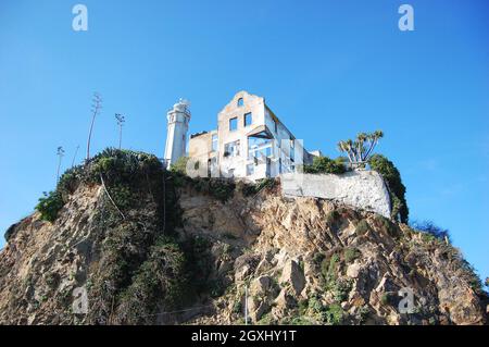 Alcatraz Island Ruine in der Bucht von San Francisco, Stadt San Francisco, Kalifornien, USA. Die Insel ist früher eine militärische Festung und eine Bundeswehr Stockfoto