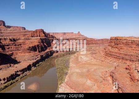 Luftaufnahme des colorado River Canyon in der Nähe von Moab, Utah, USA Stockfoto