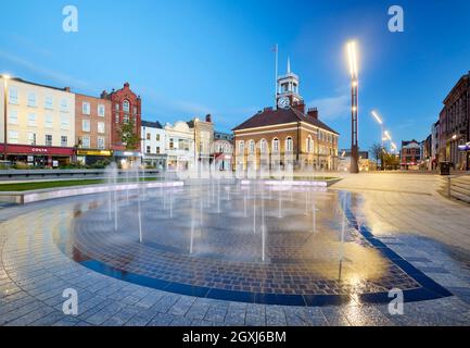 Brunnen und Rathaus, Stockton on Tees Stockfoto