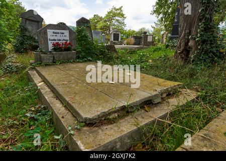 Sighisoara, Rumänien - 19. September 2021: Bilder mit dem alten Friedhof in Sighisoara, einige Grabsteine aus dem 13. Jahrhundert Stockfoto