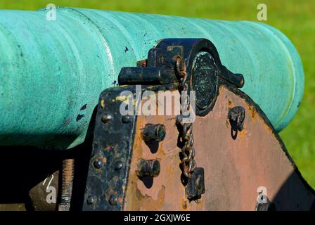 Manassas, Virginia - 29. September 2021: Detail eines historischen Bürgerkriegs-Kanons auf Henry Hill im Manassas Battlefield National Park (Battle of Bull Run). Stockfoto