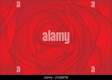Leuchtend rote Rose als schöner Hintergrund schöne Vorlage für Hochzeitseinladung oder Grußkarte, Banner einfache flache Vektor-Illustration Stock Vektor