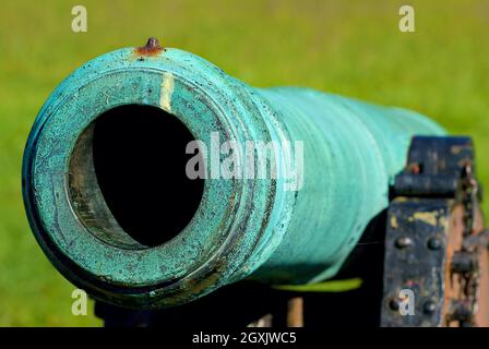 Manassas, Virginia - 29. September 2021: Detail eines historischen Bürgerkriegs-Kanons auf Henry Hill im Manassas Battlefield National Park (Battle of Bull Run). Stockfoto