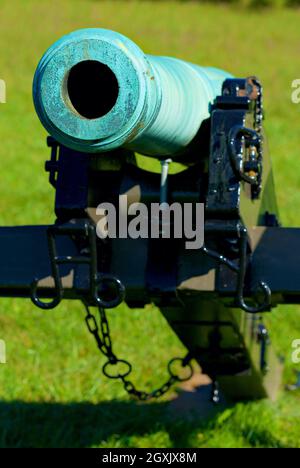 Manassas, Virginia - 29. September 2021: Detail eines historischen Bürgerkriegs-Kanons auf Henry Hill im Manassas Battlefield National Park (Battle of Bull Run). Stockfoto