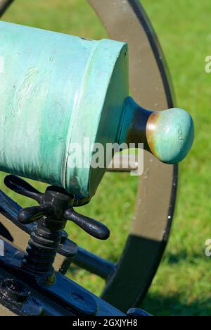 Manassas, Virginia - 29. September 2021: Detail eines historischen Bürgerkriegs-Kanons auf Henry Hill im Manassas Battlefield National Park (Battle of Bull Run). Stockfoto