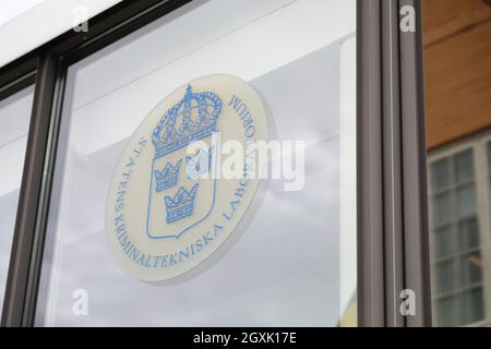 Polizeiwache und das Schwedische Nationale Gerichtszentrum in Linköping, Schweden. Stockfoto