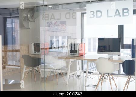 3D-Labor, neue Technologie Labor Klassenzimmer. Start-up Unternehmen moderne Büroeinrichtung Stockfoto