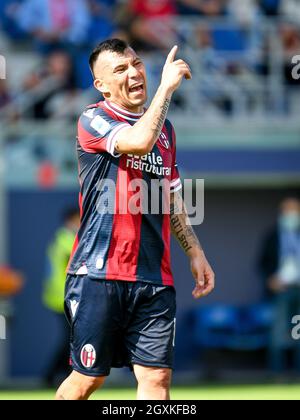 Renato Dall&#39;Ara Stadium, Bologna, Italien, 03. Oktober 2021, Gary Medel (Bologna) reagiert während des FC Bologna gegen SS Lazio - italienische Fußballserie A Stockfoto