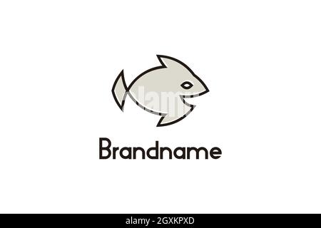 Abstraktes design-Konzept für lineart Fish Logo. Schlichtes und minimalistisches Logo-Design. Stock Vektor