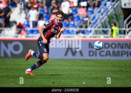 Renato Dall&#39;Ara Stadium, Bologna, Italien, 03. Oktober 2021, Aaron Hickey (Bologna) Portrait in Aktion während des FC Bologna gegen SS Lazio - Italienischer Foo Stockfoto