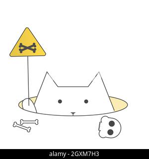 Schädliche E-Mail. Problem mit dem Laptop. Nachricht mit Schädel auf dem Laptop-Bildschirm Stock Vektor