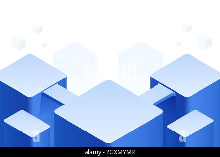 Isometrische Anzeige Podestszene mit geometrischer Plattform. Bühnenvitrine auf Standstudio Stock Vektor