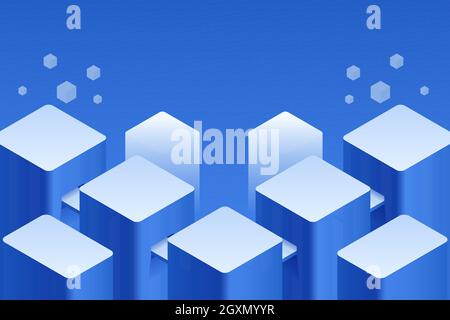 Isometrische Anzeige Podestszene mit geometrischer Plattform. Bühnenvitrine auf Standstudio Stock Vektor