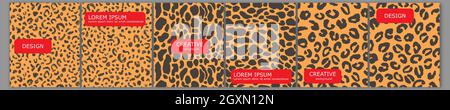 Satz von Vektor-Cover Notebook-Design. Abstract trendige Tier Leopard Vorlage Design für Notizbuch Papier, Copybook Broschüren, Buch, Magazin. Planer Stock Vektor