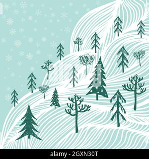 Winterlandschaft für Kinder. Vektorgrafik Stock Vektor