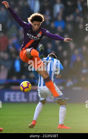 Leroy Sane in Manchester City in Aktion Stockfoto