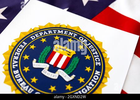 Logo Department of Justice Federal Bureau of Investigation Stockfoto