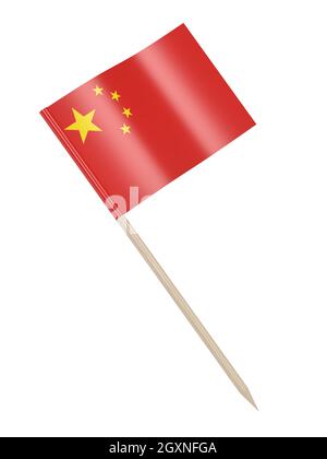 Chinesische Flagge Zahnstocher isoliert auf weißem Hintergrund Stockfoto