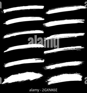 Satz von weißen Farbschleimverschmierungen. Vektorgrafik. Schmutzige künstlerische Design-Kollektion für Rahmen, Schilder, Banner, Symbole, Drucke, Internet Stock Vektor