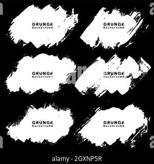 Set von weißen schrägen Farbe grunge städtischen Hintergrund. Isoliert. Distress-Textur. Pinselstriche. Schmutziges künstlerisches Designelement für Textrahmen Stock Vektor