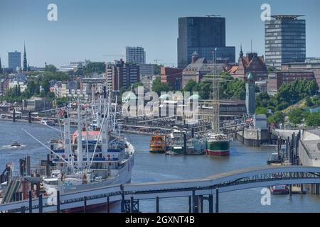 Überseebrücke, Elbe, Hamburg, Deutschland Stockfoto