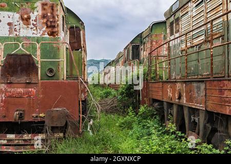 Ehemaliger Bahnhof, Prrenjas, Albanien Stockfoto