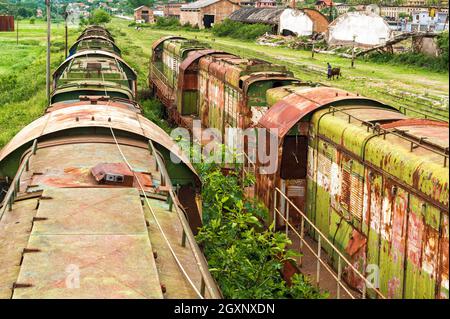 Ehemaliger Bahnhof, Prrenjas, Albanien Stockfoto