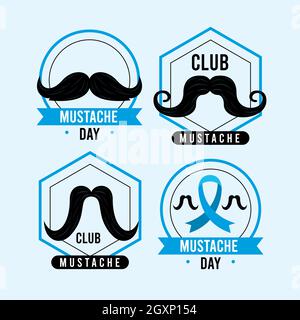 Vier glückliche movember-Embleme Stock Vektor