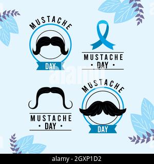 Happy movember vier Ikonen Stock Vektor