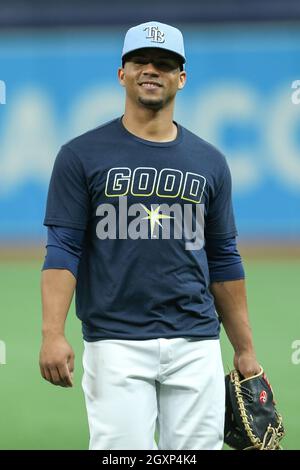 St. Petersburg, Florida. USA; am ersten Tag der American League Division Series Practice, Dienstag, 5. Oktober 2021, im Tropicana Field. The Ray Stockfoto