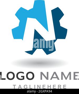 N Buchstabe Getriebe Logo Vorlage Vektor Symbol Illustration Design Stock Vektor