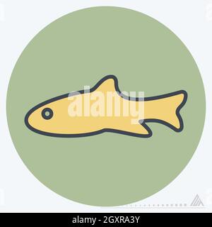 Icon Fish - zwei-Ton-Stil - einfache Illustration, editierbare Kontur, Design-Vorlage Vektor, gut für Drucke, Poster, Werbung, Ankündigungen, in Stock Vektor
