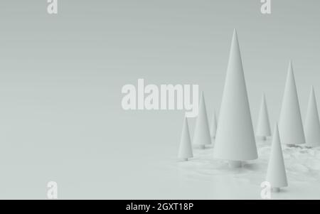 Weiße weihnachtsbäume Hintergrund 3d-Illustration Stockfoto