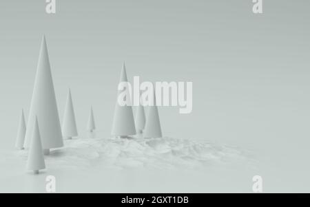 Weiße weihnachtsbäume Hintergrund 3d-Illustration Stockfoto