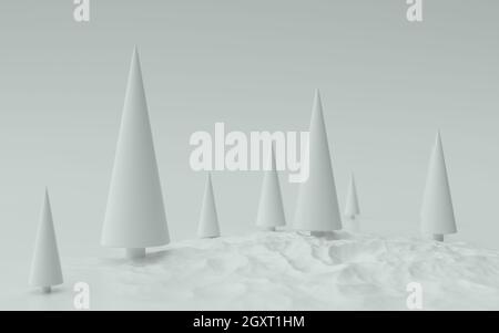 Weiße weihnachtsbäume Hintergrund 3d-Illustration Stockfoto