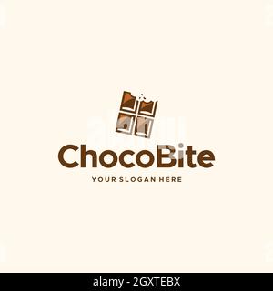 Minimalistisches ChocoBit quadratisches Schokoladenlogo-Design Stock Vektor