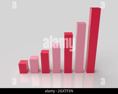 Abbildung des Diagramms mit dem wachsenden Fortschritt. Geschäftskonzepte. 3d-Rendering Stockfoto