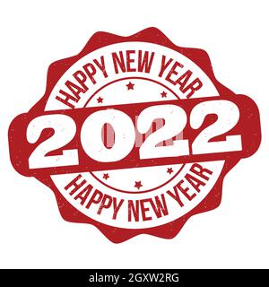 Frohes neues Jahr 2022 Grunge Gummistempel auf weißem Hintergrund, Vektorgrafik Stock Vektor
