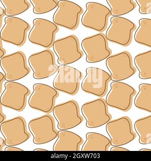 Nahtlose Toast-Slice-Vektorgrafik auf weißem Hintergrund. Stock Vektor