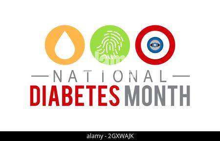 National Diabetes Monat Banner-Design in weißem Hintergrund. Vektorvorlage Stock Vektor