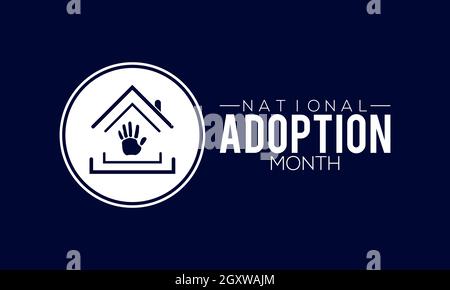 Banner mit weißem Hintergrund für den National Adoption Awareness Month. Vektorvorlage Stock Vektor