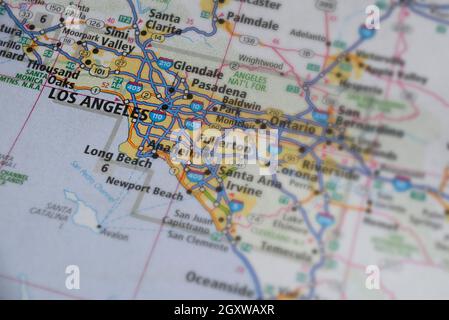 Karte von Los Angeles, Kalifornien Stockfoto