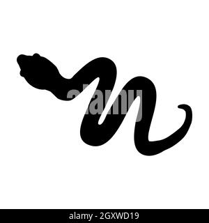 Schlangensymbol auf weißem Hintergrund isoliert. Schwarze Silhouette Schlange. Wildlife Schlange Symbol oder Zeichen. Cobra- oder Anakonda-Form. Vektorgrafik für Aktien Stock Vektor