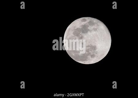 Der Super Snow Moon, der größte und hellste Supermond 2019. Stockfoto