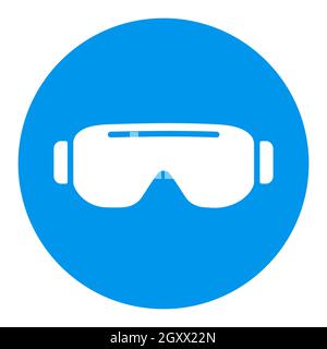 Biologiebrille Augenschutz Vektor weißes Glyphen-Symbol. Brille für wissenschaftliche Labore. Schild „Medizin“. Graph-Symbol für medizinisches Website- und Apps-Design, Logo Stockfoto