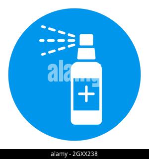 Antibakterielles Desinfektionsmittel-Spray, weißes Glyphen-Symbol für Händedesinfektionsmittel. Coronavirus. Graph-Symbol für medizinisches Website- und Apps-Design, Logo, App, UI Stockfoto