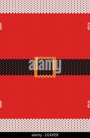 Grußkarte Hintergrund gestrickt weihnachtsmann Kleidung Bart Gürtel Weihnachten neues Jahr Stock Vektor
