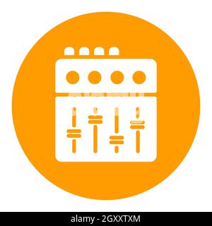 Mischpult Vektor flache weiße Glyphe Symbol. Graph-Symbol für Musik und Sound Website und Apps Design, Logo, App, UI Stockfoto